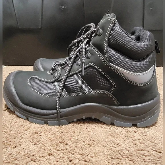 New Men's Turbo Mack Steel Toe Work Boots Black Size 12